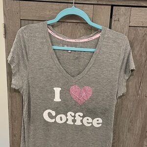 Gray V-Neck 'I Love Coffee' T-Shirt nightgown